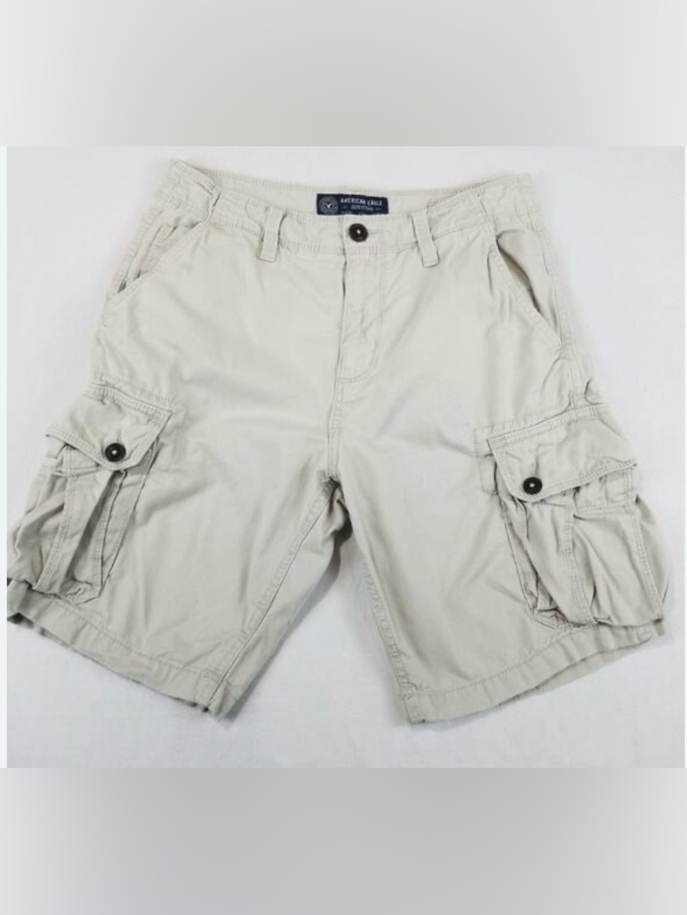 American Eagle Men’s Classic Cargo Shorts 33 Tan Y2K Skate Utility Cotton Casua